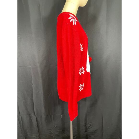 Merry Christmas Poof New York Red Ugly Christmas Sweater, Santa & Snowflakes - Picture 3 of 6
